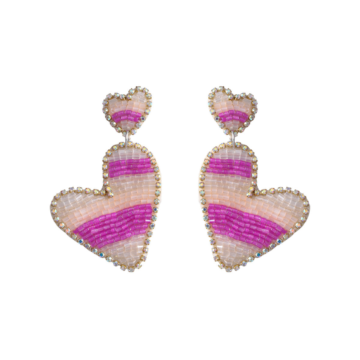 Wholesale Valentine's Day Pink Rice Pearl Knitted Love LOVE Earrings